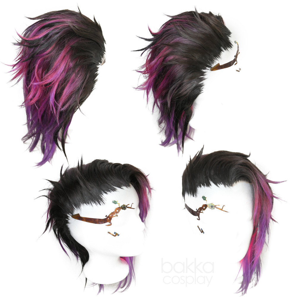 Freestyle Cyberpunk inspired with glued hairline to be added to the wearer's reald sidecut