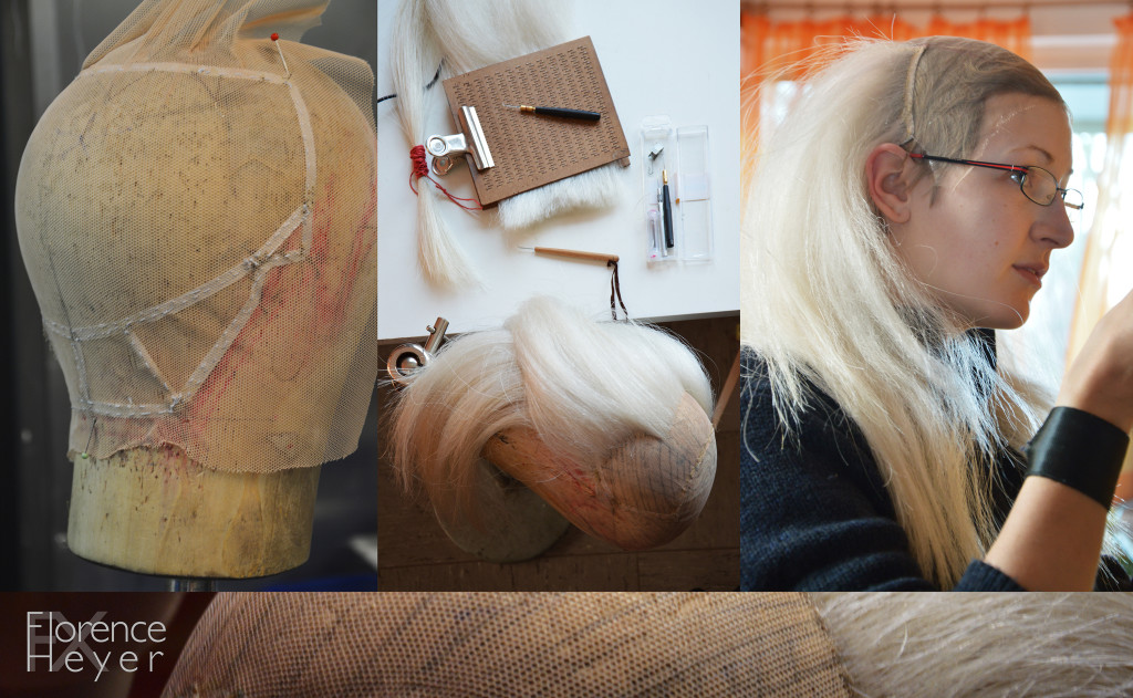 Rokoko-Perücke, Making-of : Geknüftes Rosshaar und Büffelhaar  © Florence Heyer